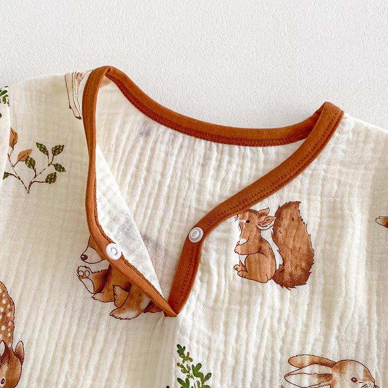 2025 Summer Pure Cotton Baby Sleep Robe: Class A Short Sleeve Gauze Pajamas