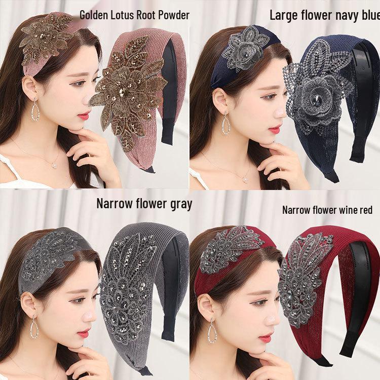 Elegant Wide-Brim Flower Headband – Breathable, Non-Slip Hair Accessory for Women