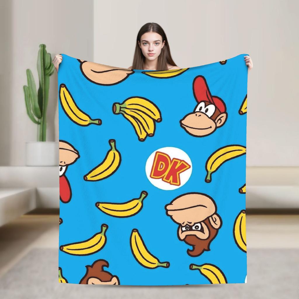 Fun Donkey Kongs Plush Blankets Girls Boys Flannel Bedding Throws For Couch Chair Super Soft Design Quality Bedspread Gift