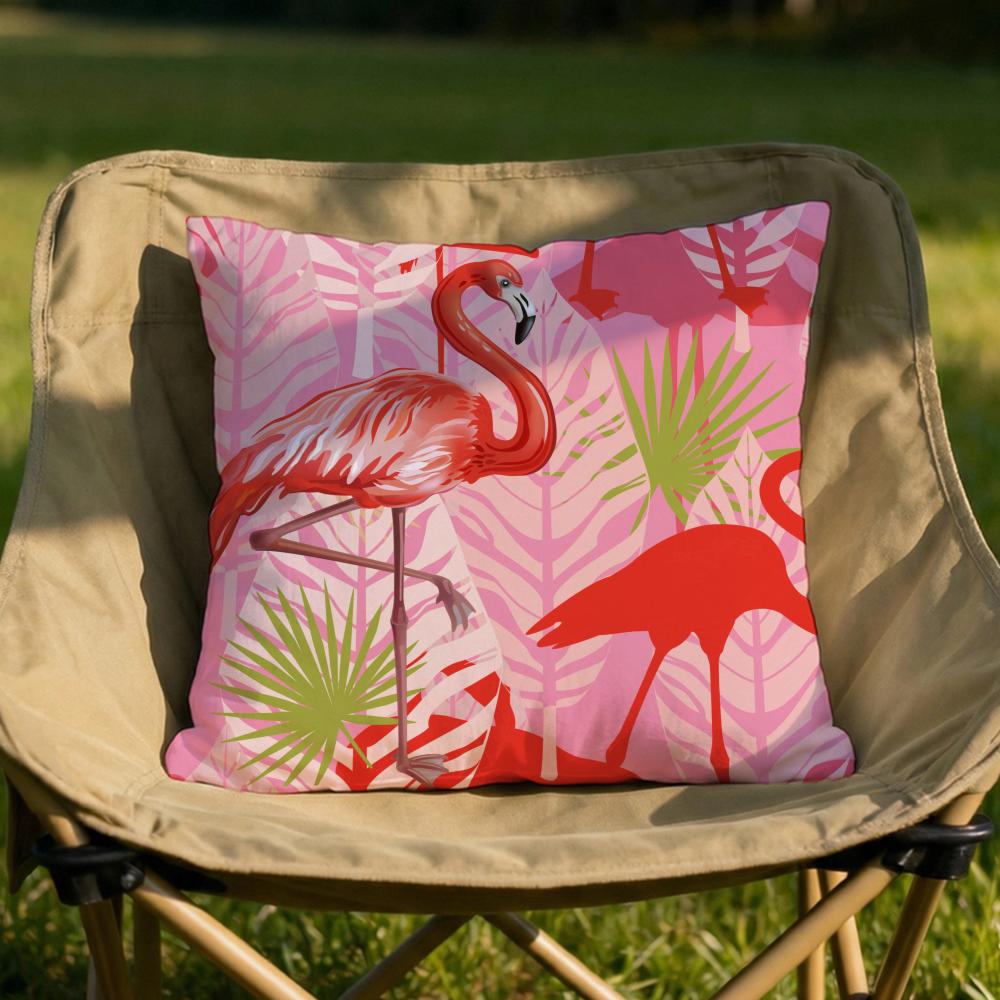 Tropical forest flamingos Cushion Cover Soft Reversible  Durable Pillow Cover  MultiScene Use for Home  Car Daily Comfort