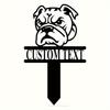 Metal Bulldog Garden Stake Custom Name Plate Outdoor Dog Decor Lawn Sign Pet Owner Gift