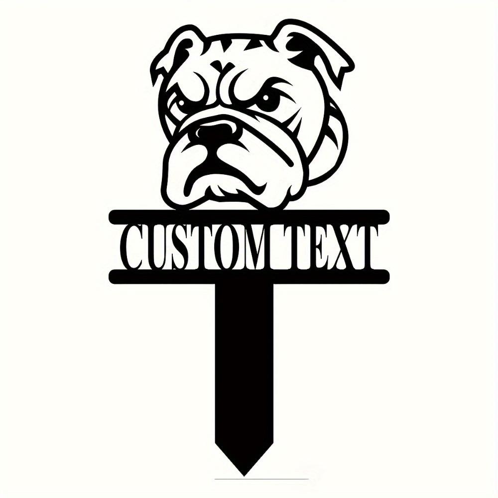 Metal Bulldog Garden Stake Custom Name Plate Outdoor Dog Decor Lawn Sign Pet Owner Gift