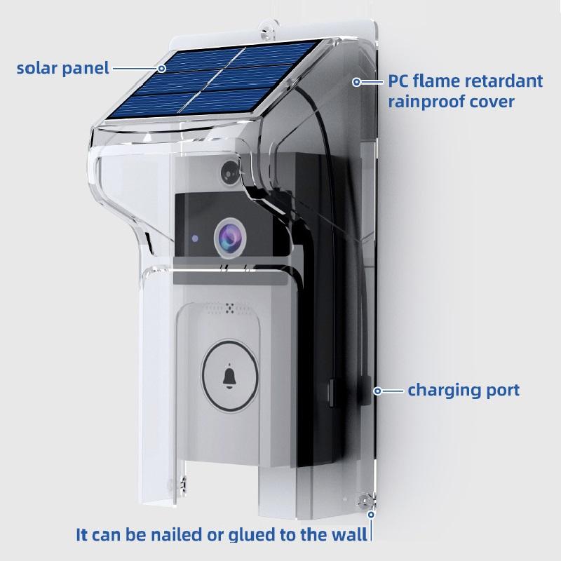 HD Wireless Video Doorbell with Optional Solar Charging Rain Cover, Ultra Long Standby, Voice Changing, Intercom Monitoring, Automatic Power Storage