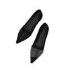 2025 autumn French rhinestone temperament pointed head low heel single shoes women's new versatile light luxury shoes soft sole women's shoes