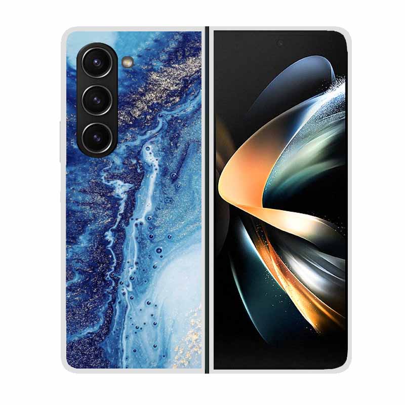 For Samsung Galaxy Z Fold 5 ZFold5 Cases Marble Transparent Shockproof Protection Hard Back Cover For Samsung Z Fold 5 5G Cases
