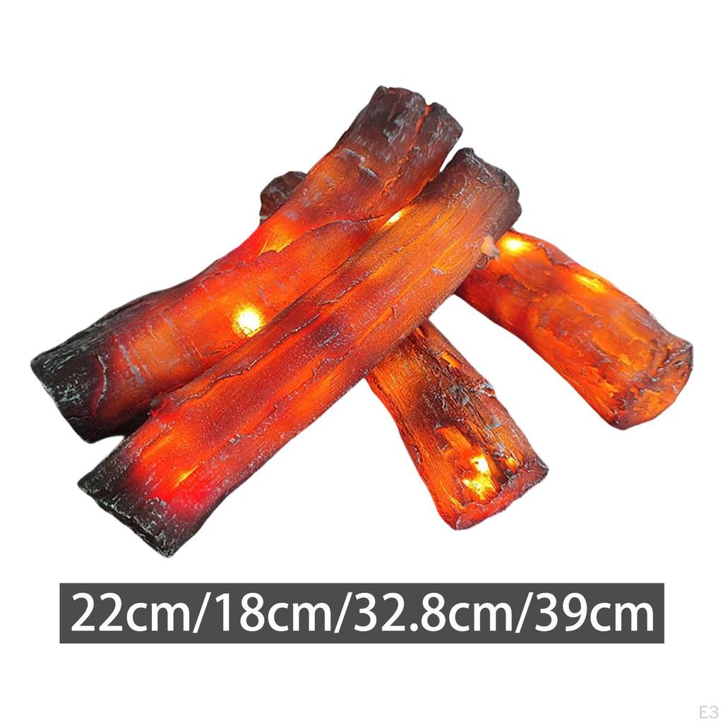 4 Pieces Fireplace Log Light Artificial Electric Decoration Accessories Resin