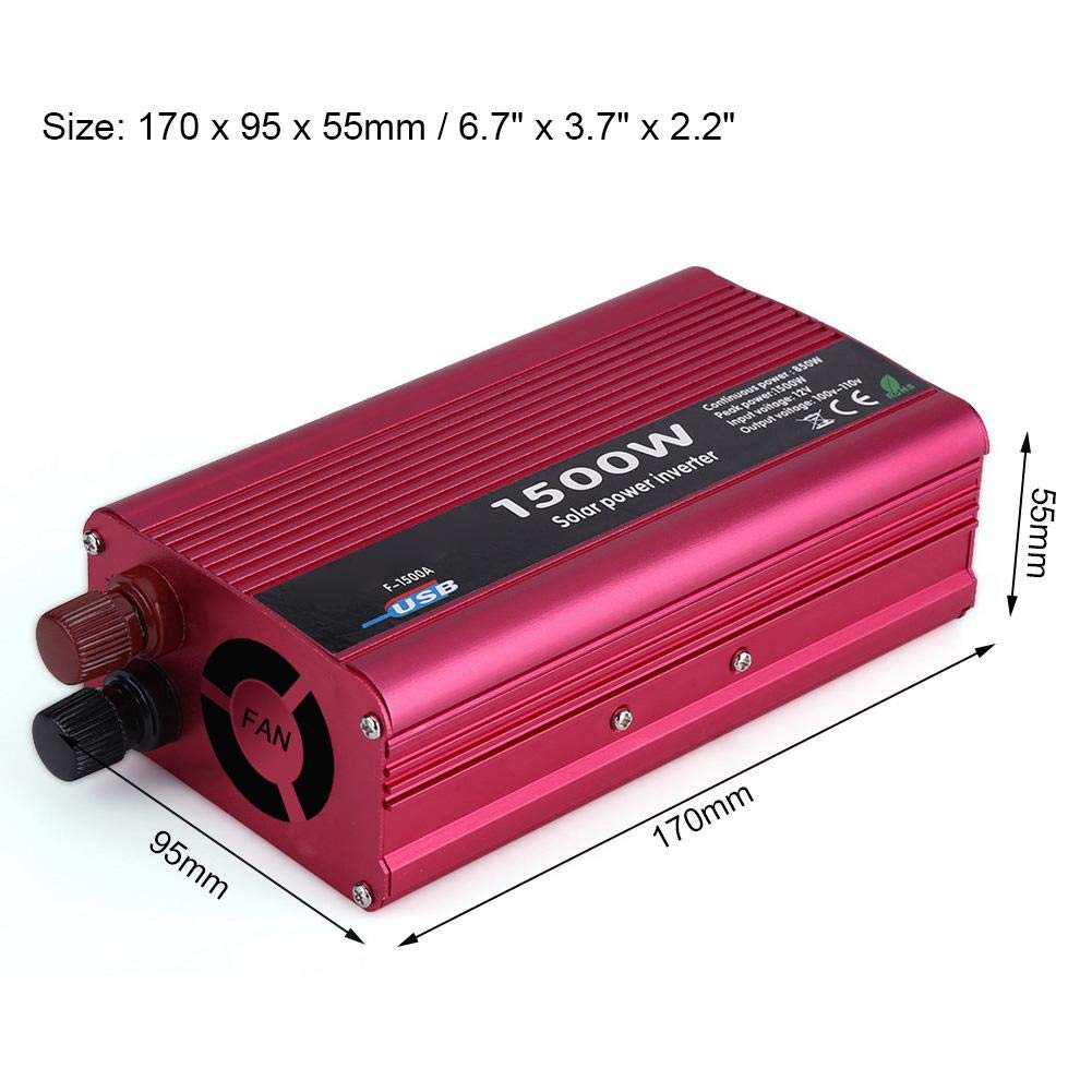 Sixrun 1500W Wechselrichter, DC zu AC 110V Modifizierte Sinuswelle Auto-Wechselrichter