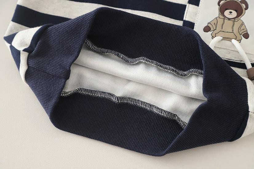 Boys' Korean Style Striped Hoodie Two-Piece Set - Trendy Children's Spring & Autumn Fashion