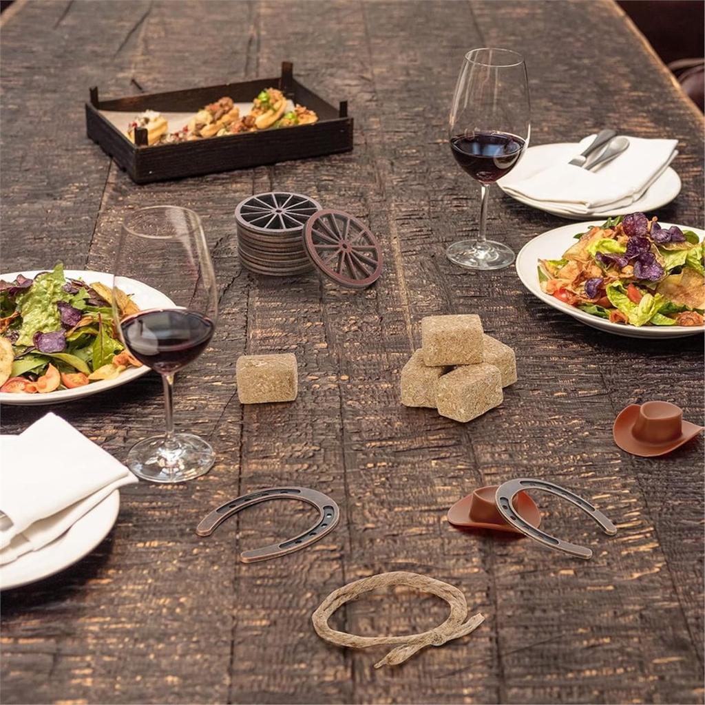 40 Pcs Western Party Centerpieces for Table Mini Cowboy Hats Mini Horseshoes Wagon for Western Cowboy Party Decorations