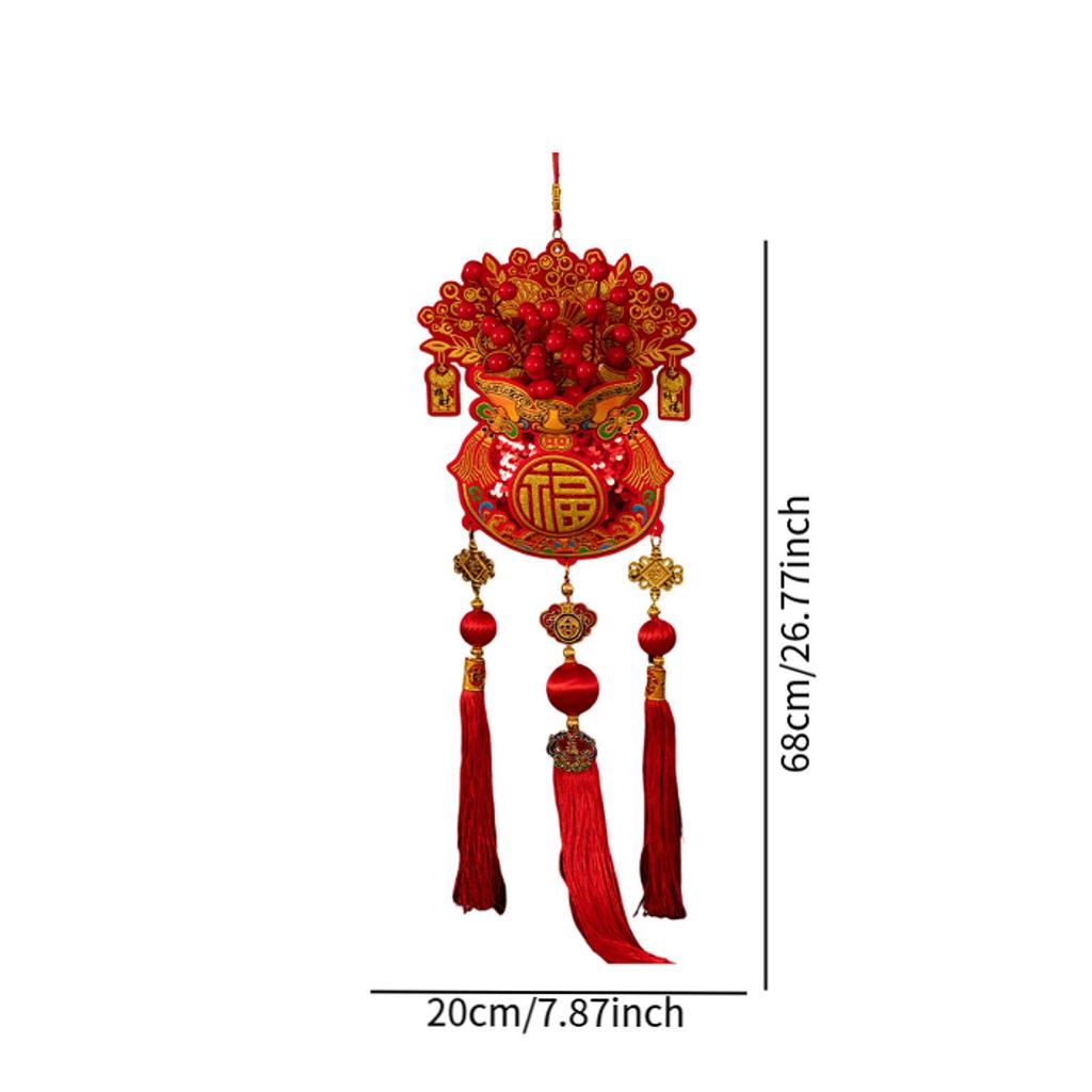 Lunar Year Celebration Accessory Red Flannel Pendant Traditional Luck Bag for Home Office Ceiling Decoration Chinese Festival