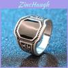 Elegant Fashion Jewelry Ring With Round Black Rhinestone And Curved Engraving For Men