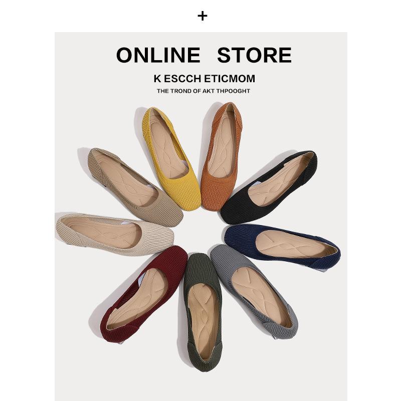 

Женские туфли на среднем каблуке, новые, квадратный носок, легкие туфли-лодочки, толстый каблук, вязаные туфли-летающие туфли, высокие каблуки 34