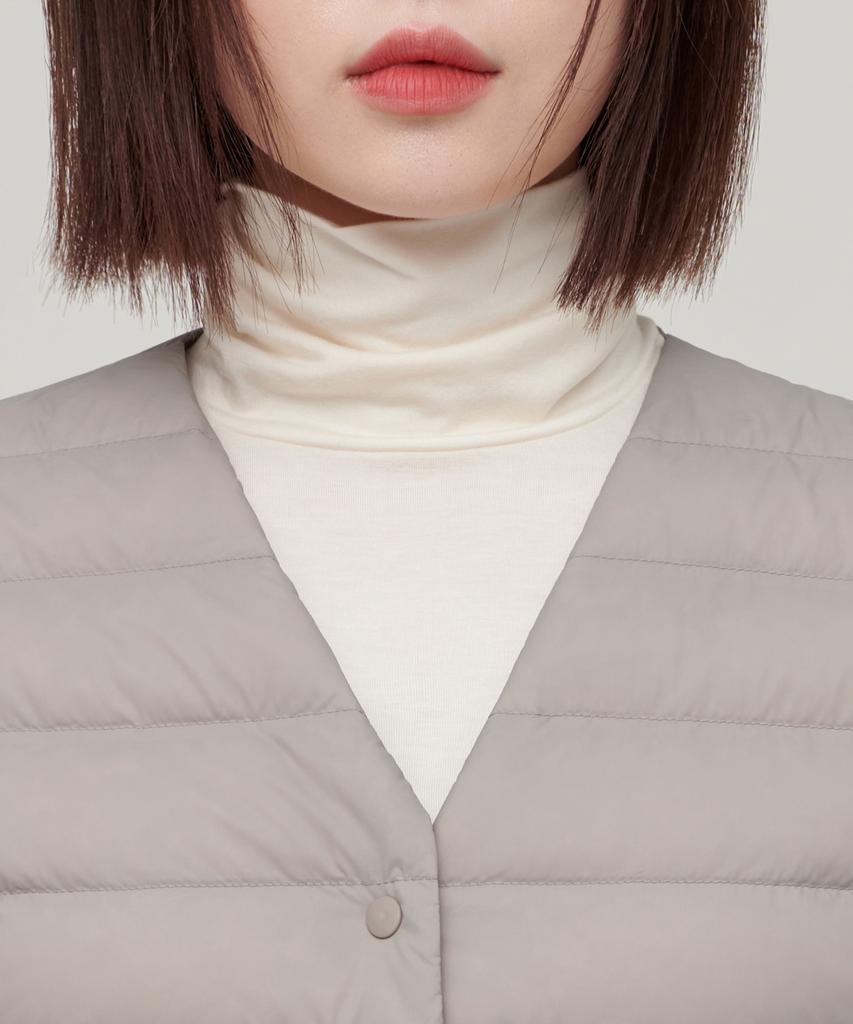 Musinsa Standard Woman Women'S Transform Round Neck Light Down Vest [Light Beige]