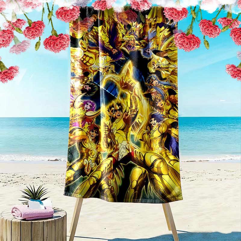 Saint Seiya Print Beach Towel, Large Soft Quick Dry Towel for Beach Camping Swimming