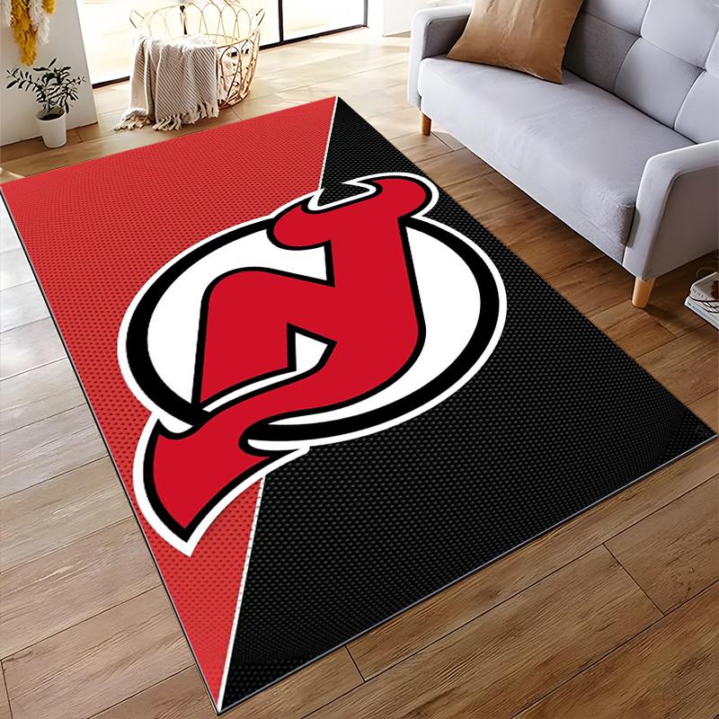 Red and Black Rug with "N" Devil Horns Logo Non-slip rug suitable for living room and bedroom sofas