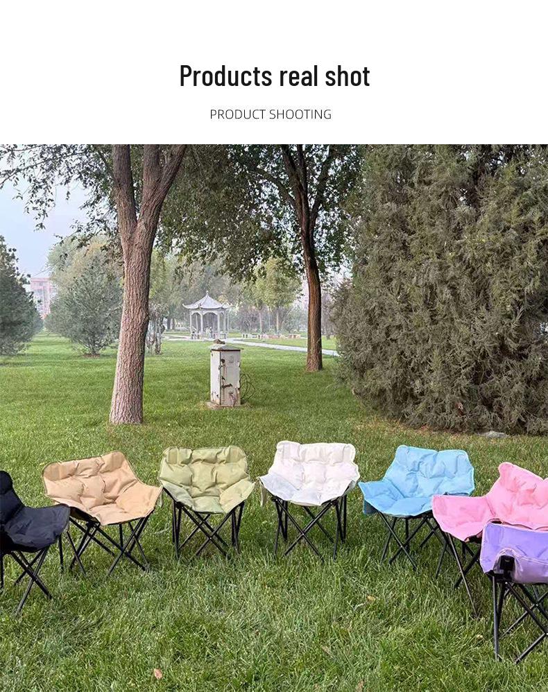 Skládací měsíční židle s polstrováním a nízkou opěrkou pro podzim/zimu - Přenosná venkovní kempingová židle