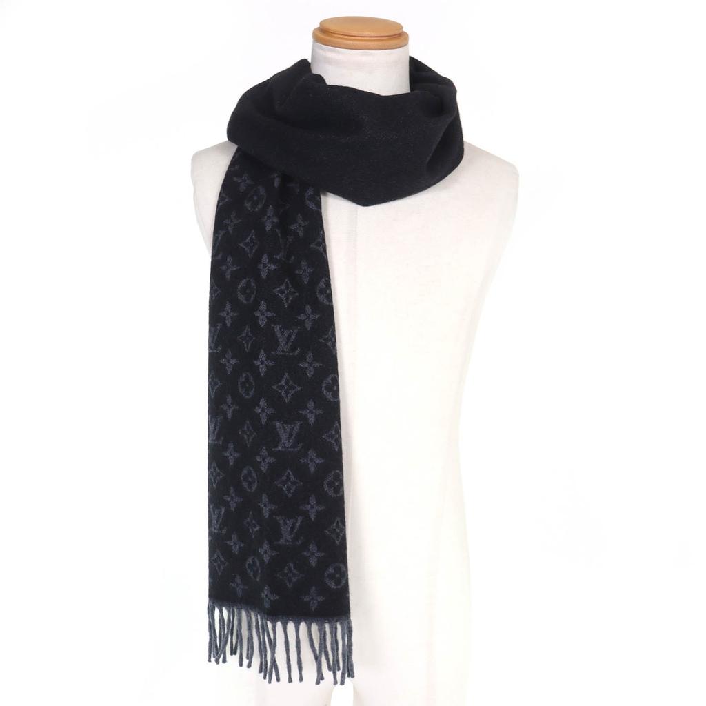 Grande Sciarpa LOUIS VUITTON monogramma sfumato Noir cashmere uomo M71607 Usato