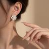 White Rose Camellia Elegant Style Camellia Pearl Earrings for Women 9 Silver needle, light luxury, high-end French style