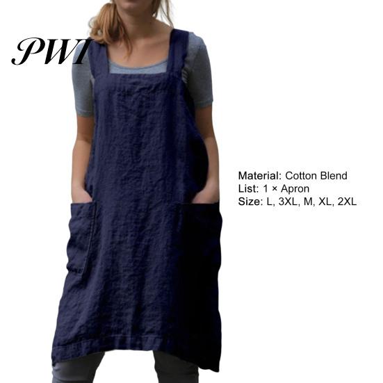 Washable Cooking Apron Solid Color Crisscross Back with Pockets Garden Fine Workmanship Baking Accessories