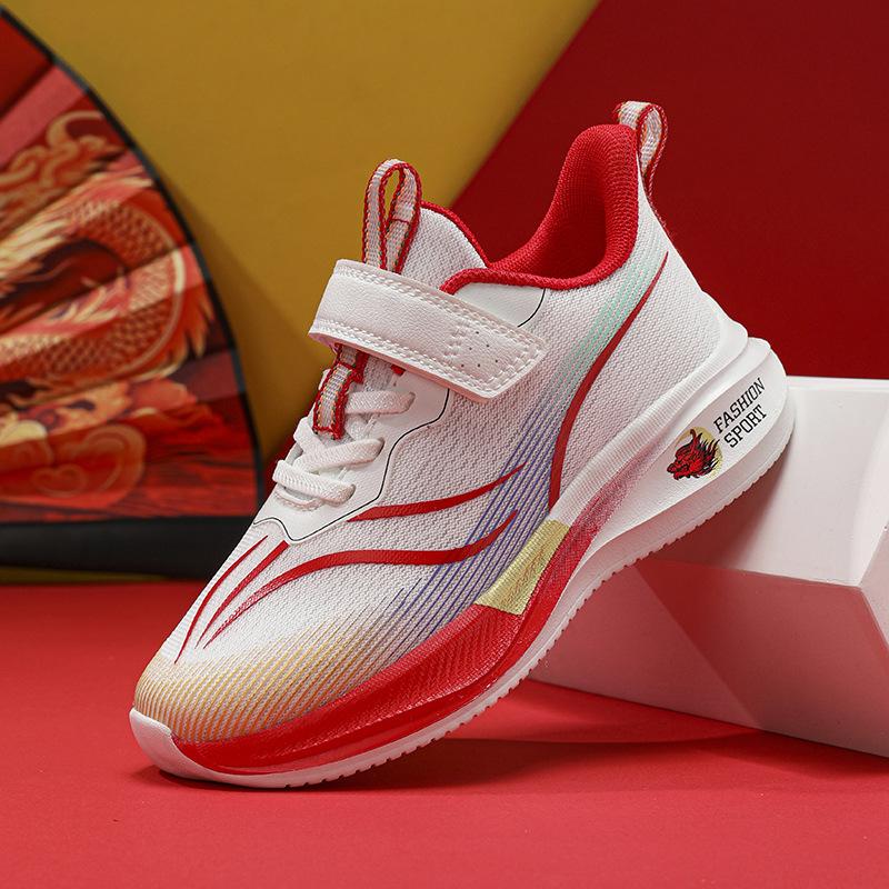 

Детская обувь 2025 весна и лето новая большая красная баскетбольная обувь для мальчиков, спортивная обувь для детей среднего и старшего возраста, молодежная обувь 31