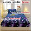 Conjunto de Lençol de Baixo com Elástico Estampado de Borboleta de 3 Peças Roupa de Cama Moderna Fosca Capa de Cama Estampada para Quarto