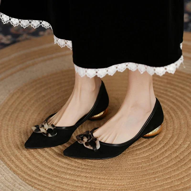 Moda Damskie Buty 2024 Gorąca Sprzedaż Płaskie Damskie Baleriny Moda Panterka Biurowe i Kariera Seksowne Szpilki ze Szpiczastym Noskiem Kobiety Zapatos