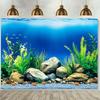 1 3D Double-sided Aquarium Background Sticker - a Vibrant Underwater Scene with Rockeries Fish and Coral Reefs