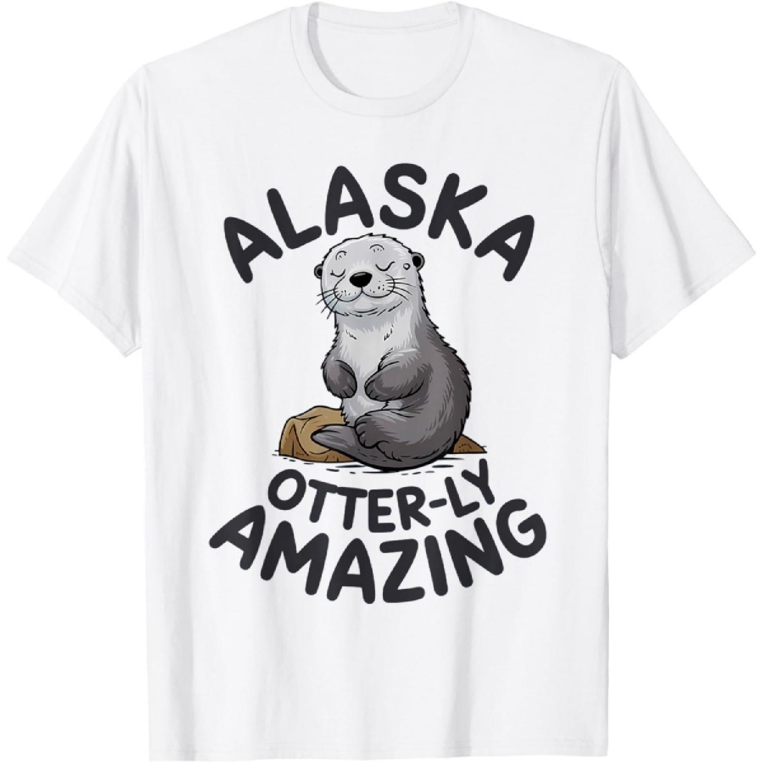 

Alaska Sea Otter Souvenir T-Shirt XXXXXL білий