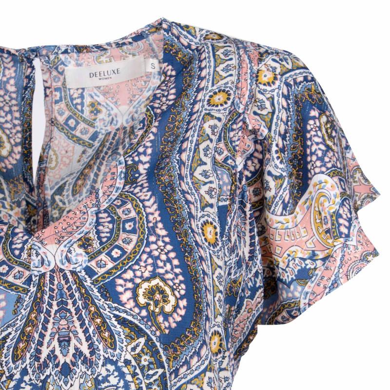 Blouse with Ruffled Sleeves Paisley Pattern V-neck Woman DEELUXE 74