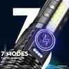 Powerful XHP50 LED Flashlight Waterproof Torch With Side Light 7 Modes Camping Fishing Lantern Type C Rechargeable Zoom Lamp