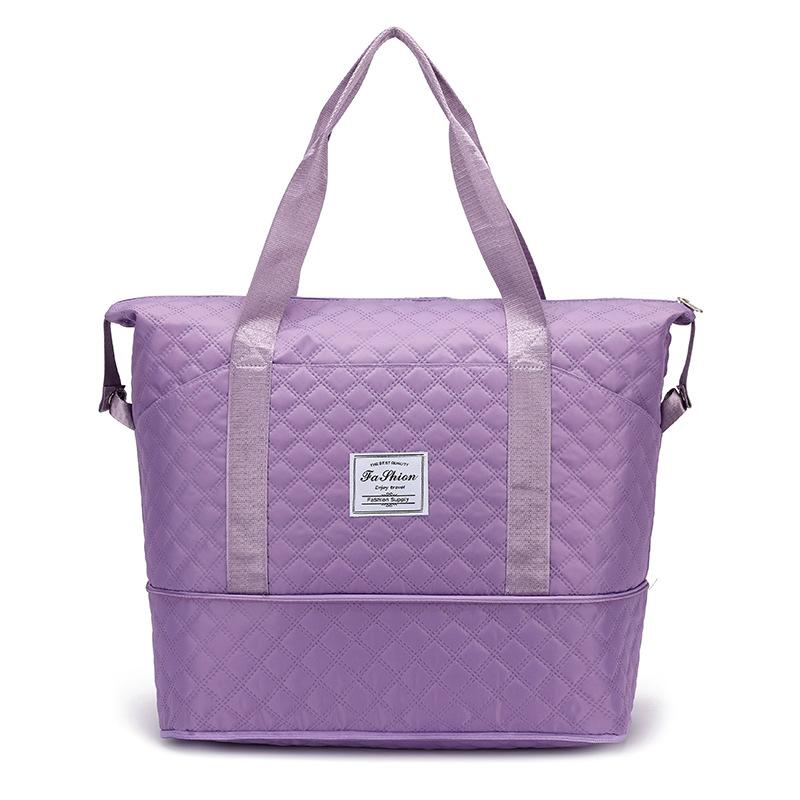 Dry-wet Separation Sports and Fitness Bag, Multi-pocket Diamond-shaped Embroidered Thread, Large-capacity Travel Bag with Handle and Shoe Compartment