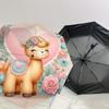 1pc Llama Flowers Automatic Open/Close Umbrella Compact Folding Umbrella with 8-Rib Shaft for Women/Men, Elegant Birthday1166S