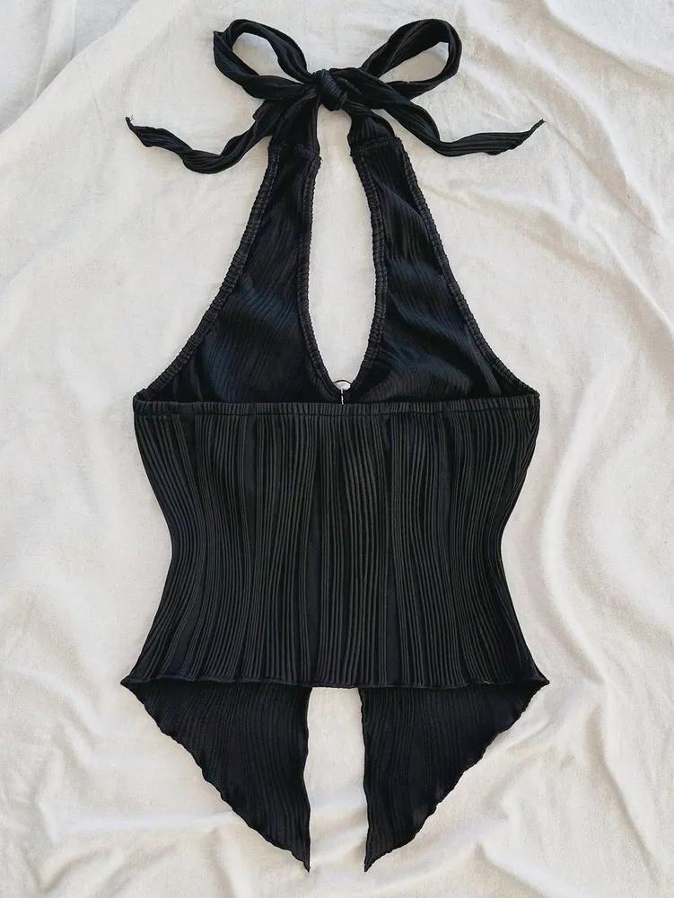 Top na ramiączkach phumee Halter Metalowy dekolt w serek A2414