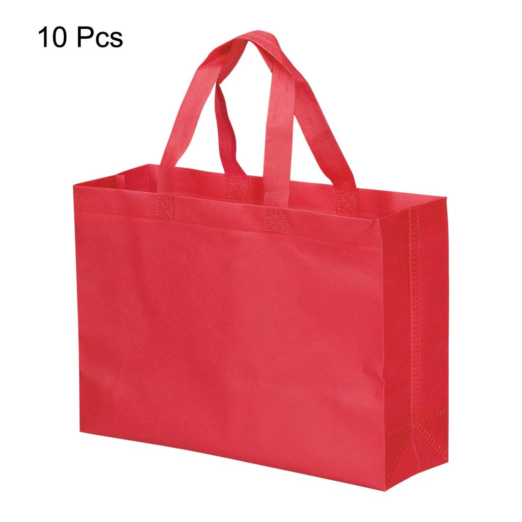 25x35cm Reusable Gift Bags, 10 Pack Horizontal Style Non-Woven Grocery Tote Bag for Travel Storage