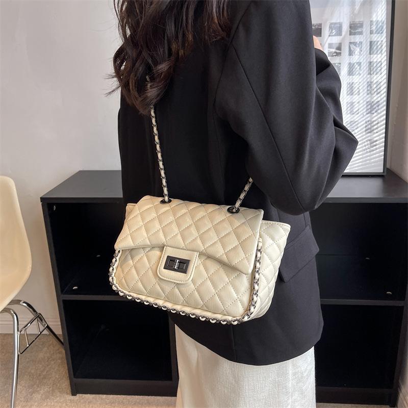 Rhombus Chain Bag Women'S Large-Capacity Autumn High-End Feeling Foreign Style Shoulder Messenger Bag