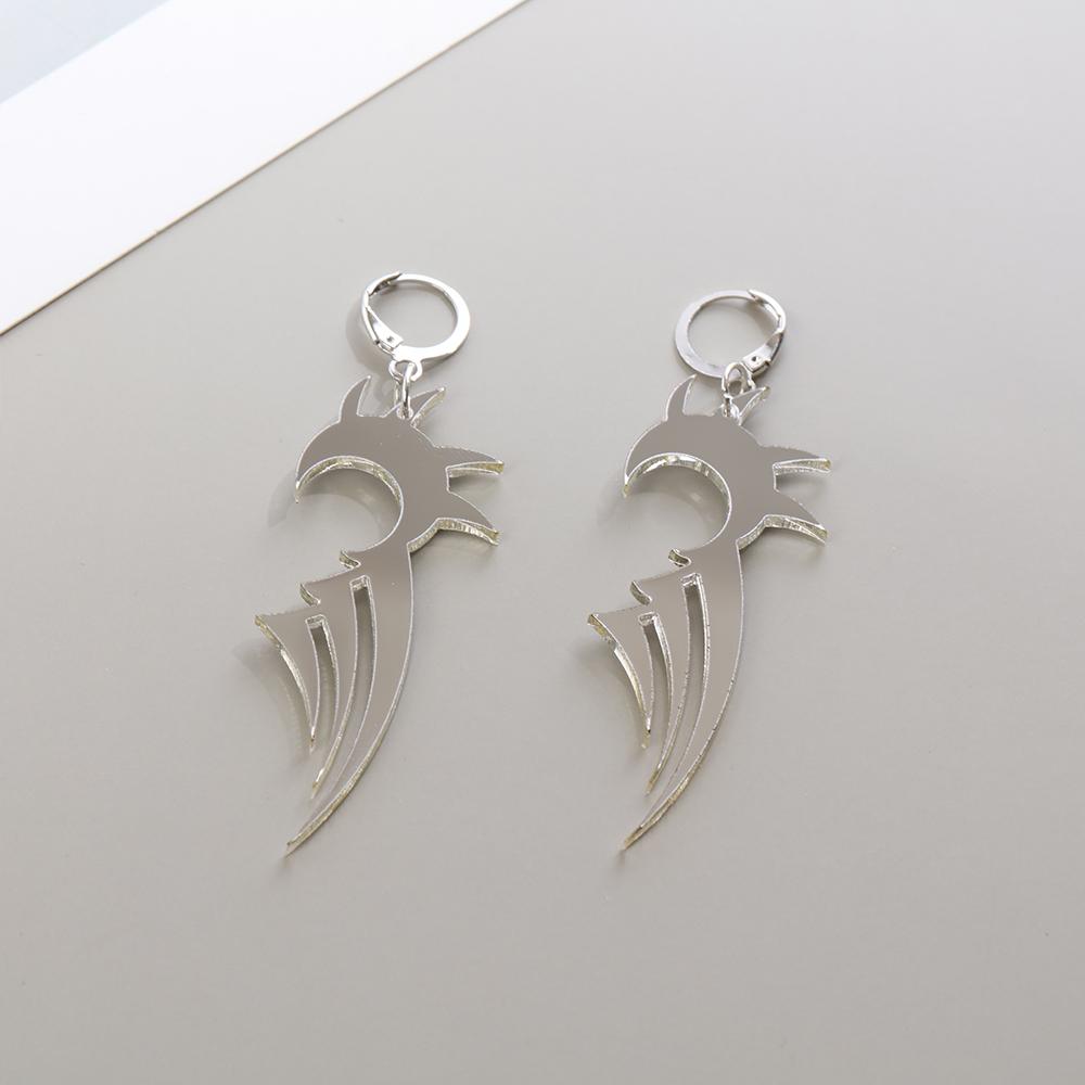 Mirror Surface Streetwear Jewelry Acrylic Totem Darts Hoop Earrings Dragon Pattern Dragon Earrings
