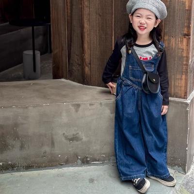 Children's Spring and Autumn Solid Color Casual Jumpsuit In Small Children In The Waist Comfortable Back Pants