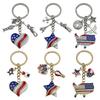Independence Day Flag Heart & Star Earrings Keychain Pendant