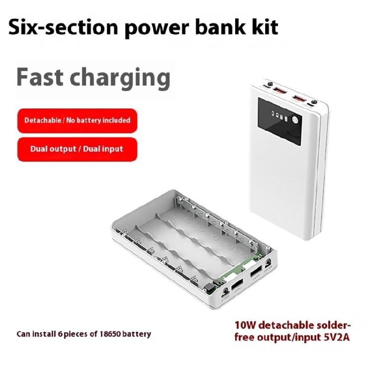 Austauschbares 6-Zellen-Ladecase (18650) mit Schnellladefunktion, LED-Betriebsanzeige, geeignet für verschiedene Geräte
