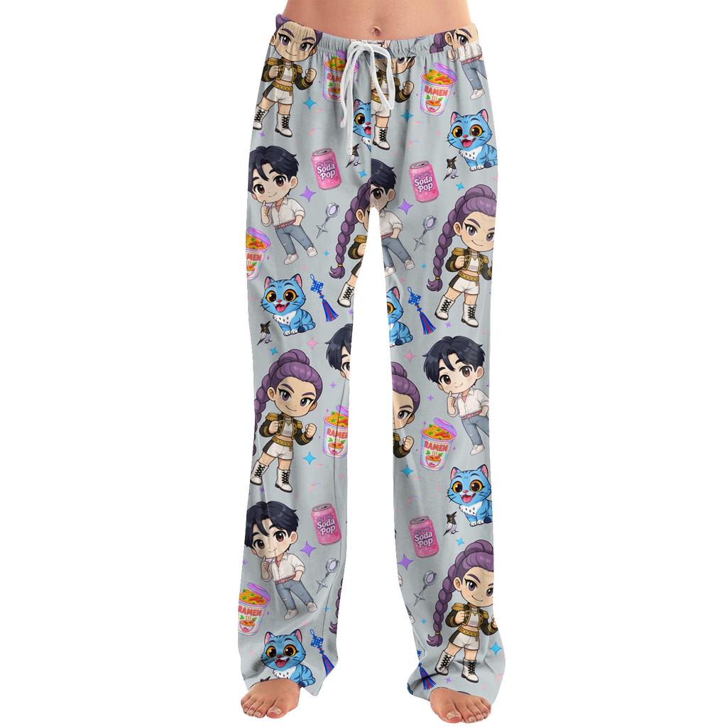 Dámské pyžamové kalhoty na spaní ležérní kalhoty se stahovací šňůrkou v pase pohodlné rovné kalhoty na jógu volné