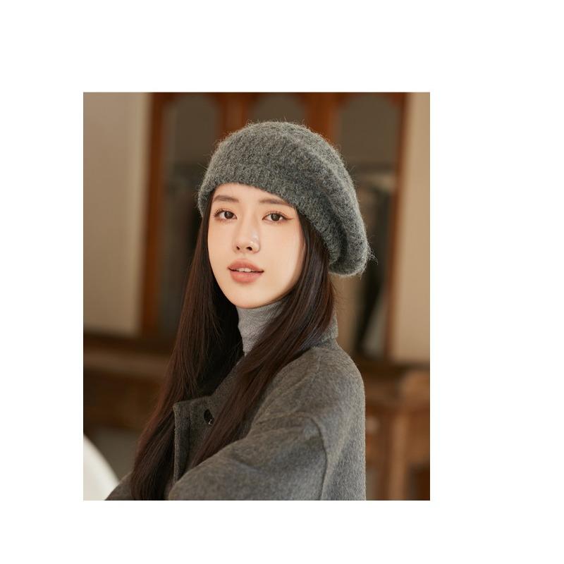 Autumn and Winter Hats, Children's Knitted Warm Woolen Hats, Solid Color Berets