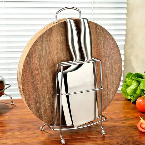 Countertop Cutting Board Organizer Stainless Steel Chopping Storage Rack And Knife Holder for Kitchen Countertop, Vertical Drain Stand Boards
