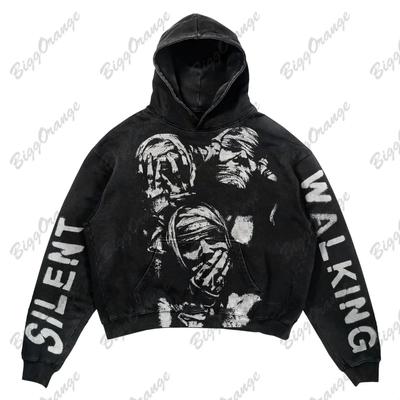 Otoño e invierno nuevo patrón de estampado callejero sudadera con capucha de moda para hombre marca de moda Harajuku Y2k sudadera con capucha para pareja
