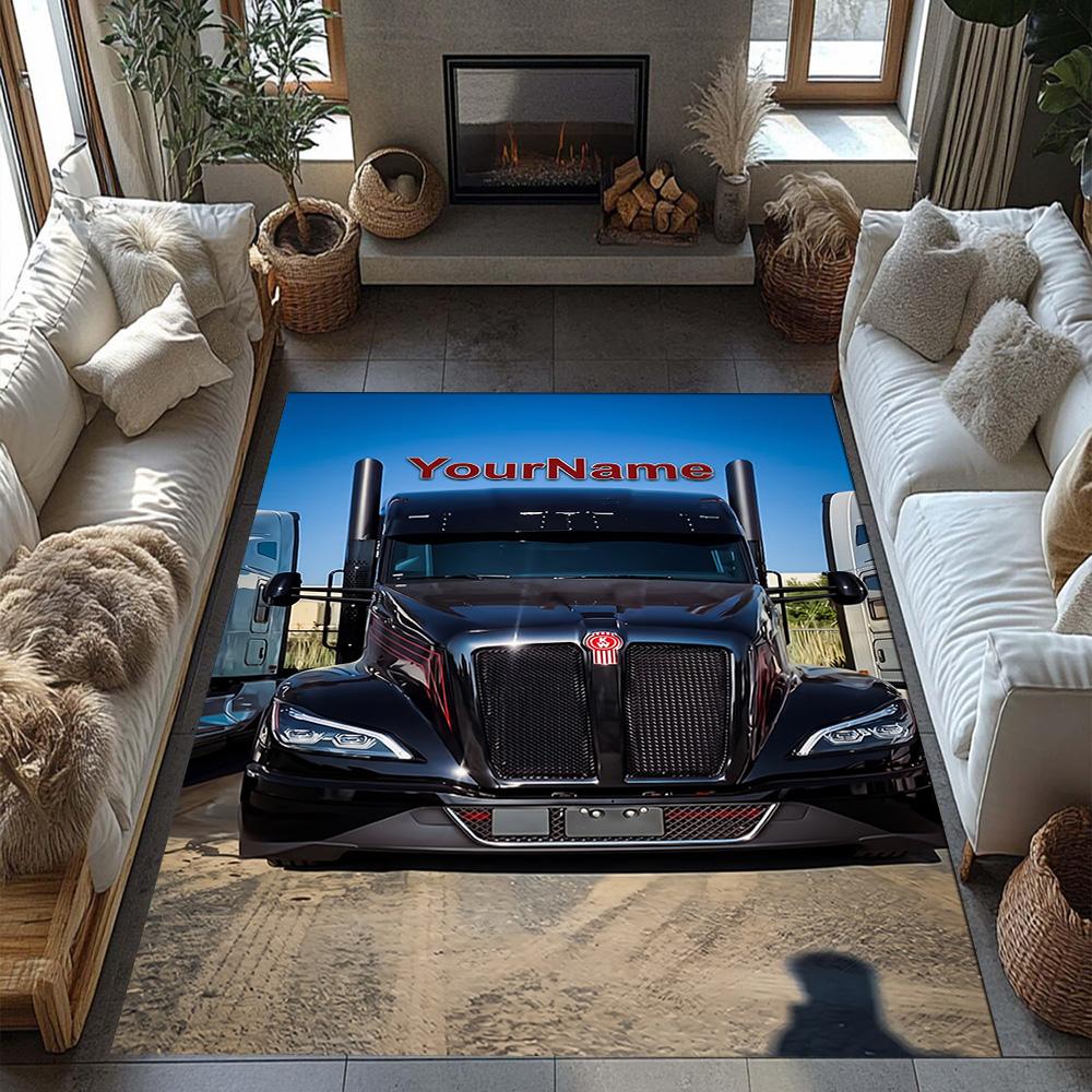 Peterbilt Heavy Trucks Customizable Name Area Rug Perfect for Game Room Living Rooms Foyer Balcony Anti-slip Rug Office home decor