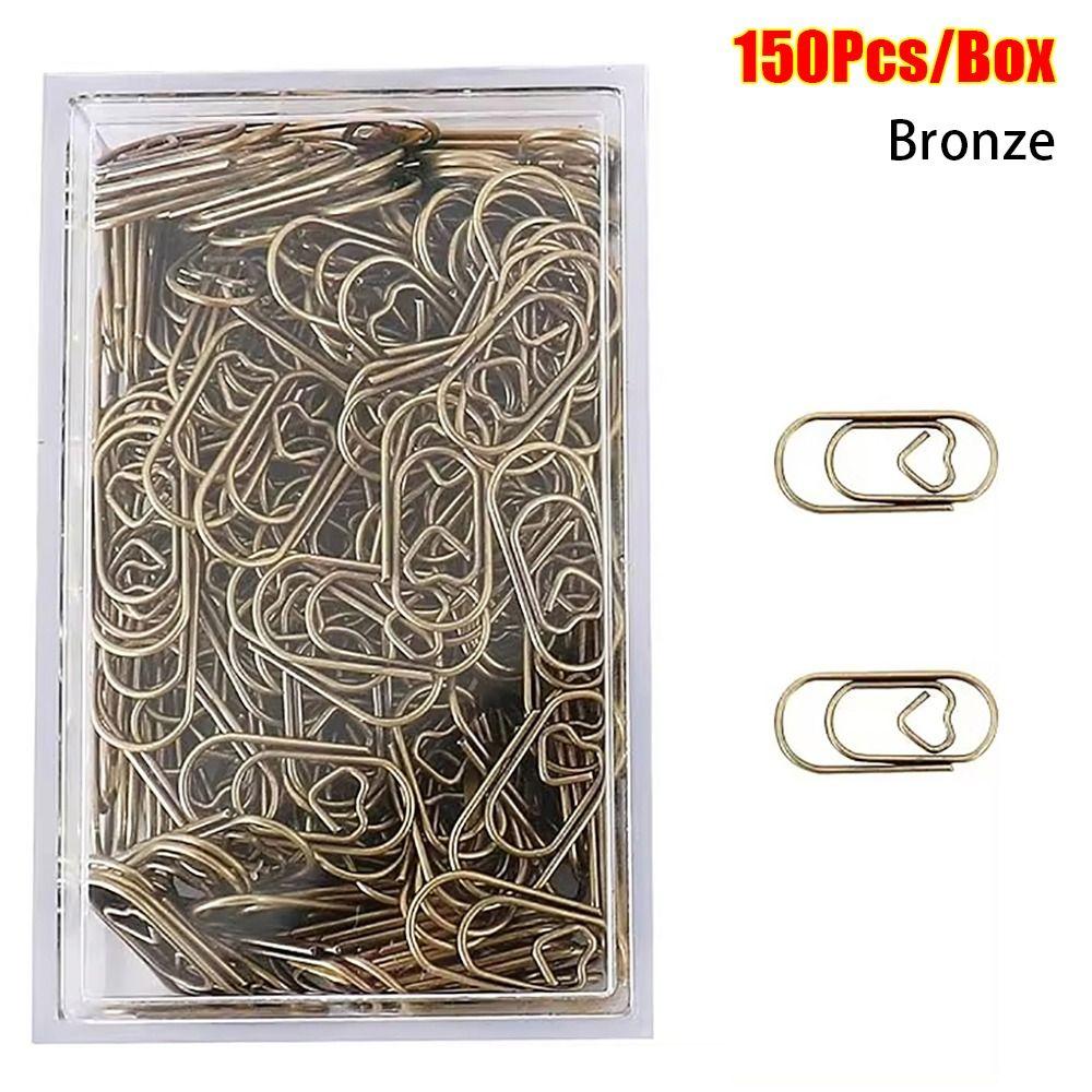 

150Pcs Gold Rose Gold Color Paper Clips Office School Accessories Clips Holder Durable Binder Clip bronze