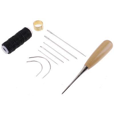 1Set Leder Nähnadeln Nähen Ahle Nadel Faden Fingerhut Schuh Reparatur Werkzeug