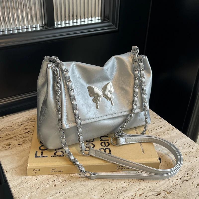 Fashion Luxury Design PU Leather Women Shoulder Bag Female Butterfly Decoration Crossbody Bag Spring and Summer Ladies Brand Bag