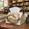 1pc, 2d Flat Printing, Tissue Box The Golden Snake Pattern On the Tree Branch Printed Tissue Box, Suitable for Home, Kitchen, and Car Decoration, Tiss