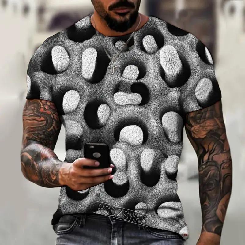 Brand Men's Summer Short Sleeve Three-dimensional Pattern 3d Printing Men's T-shirt Trendy Streetwear HD