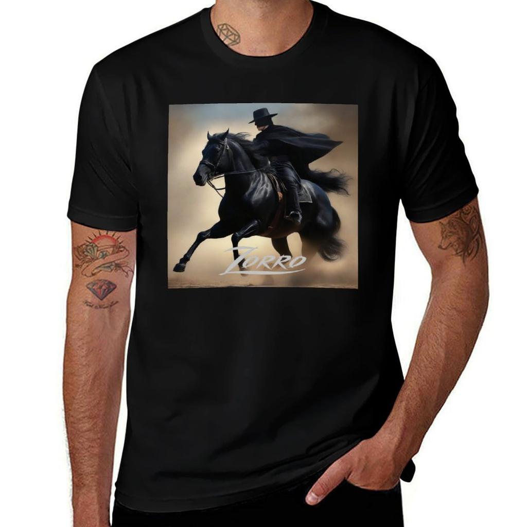 Zorro On Horseback Galloping Tshirt Soft Cotton Print Tshirt